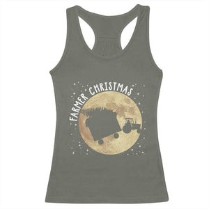 Funny Farmer Christmas Racerback Tank Top Xmas Santa Farm Tractor Moon TS11 Military Green Print Your Wear