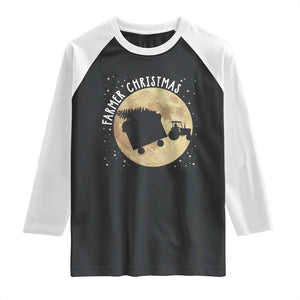 Funny Farmer Christmas Raglan Shirt Xmas Santa Farm Tractor Moon TS11 Black White Print Your Wear