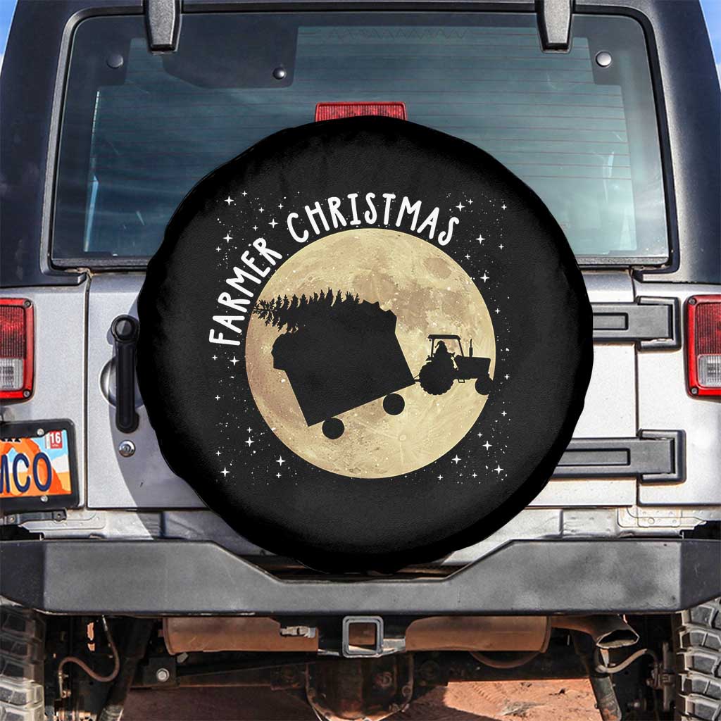 Funny Farmer Christmas Spare Tire Cover Xmas Santa Farm Tractor Moon TS11 No hole Black Print Your Wear