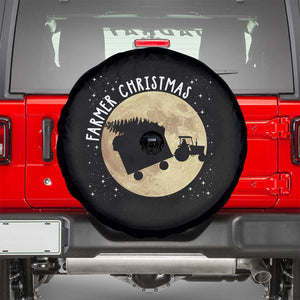 Funny Farmer Christmas Spare Tire Cover Xmas Santa Farm Tractor Moon TS11 Black Print Your Wear
