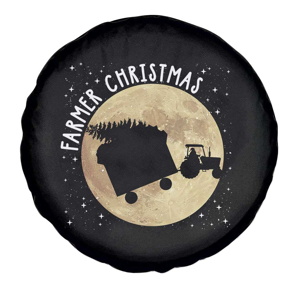 Funny Farmer Christmas Spare Tire Cover Xmas Santa Farm Tractor Moon TS11 Print Your Wear