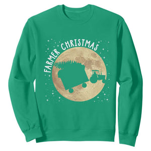 Funny Farmer Christmas Sweatshirt Xmas Santa Farm Tractor Moon TS11 Irish Green Print Your Wear
