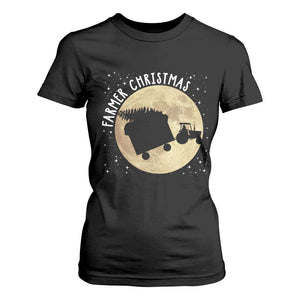 Funny Farmer Christmas T Shirt For Women Xmas Santa Farm Tractor Moon TS11 Black Print Your Wear