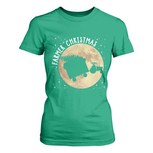 Funny Farmer Christmas T Shirt For Women Xmas Santa Farm Tractor Moon TS11 Irish Green Print Your Wear