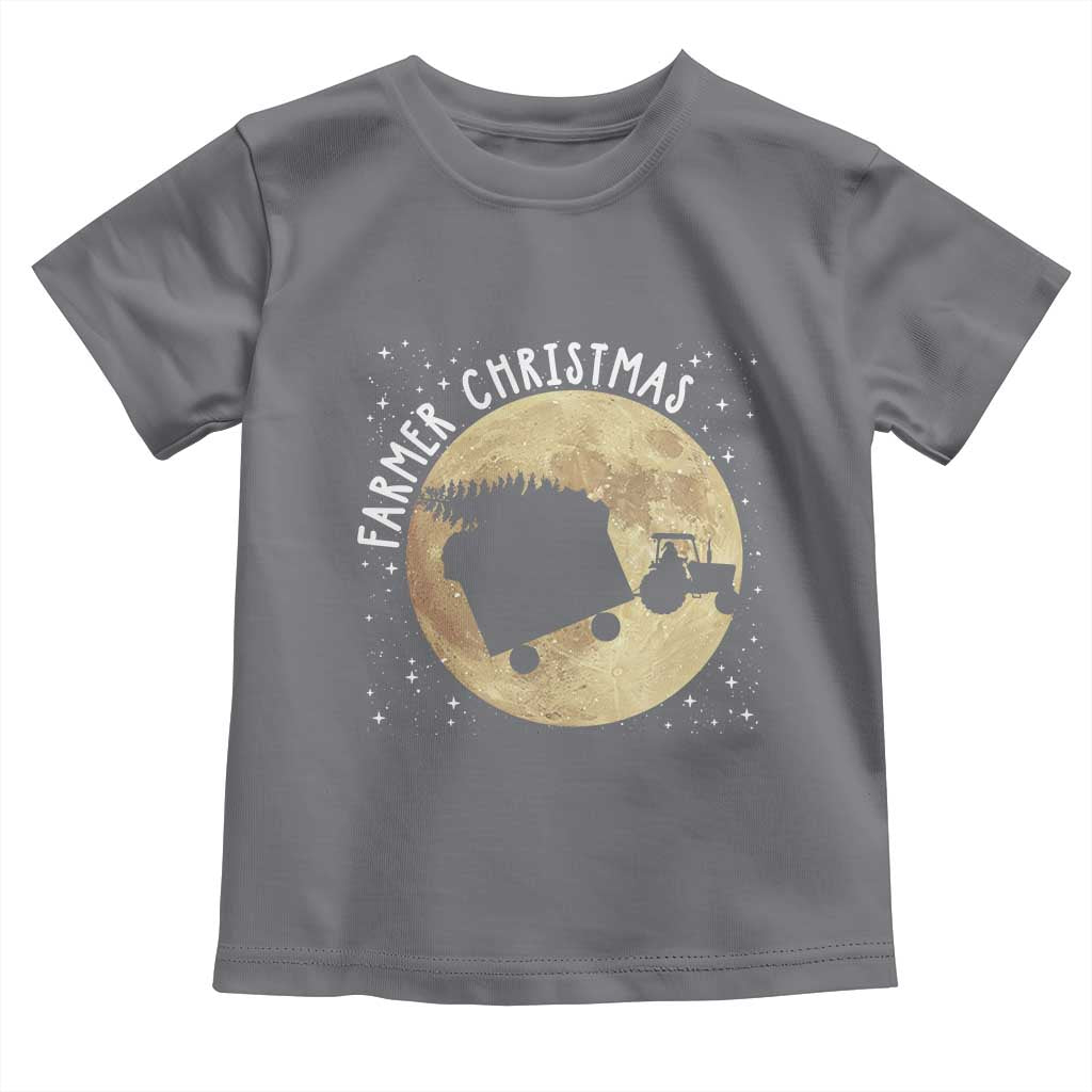 Funny Farmer Christmas Toddler T Shirt Xmas Santa Farm Tractor Moon TS11 Charcoal Print Your Wear