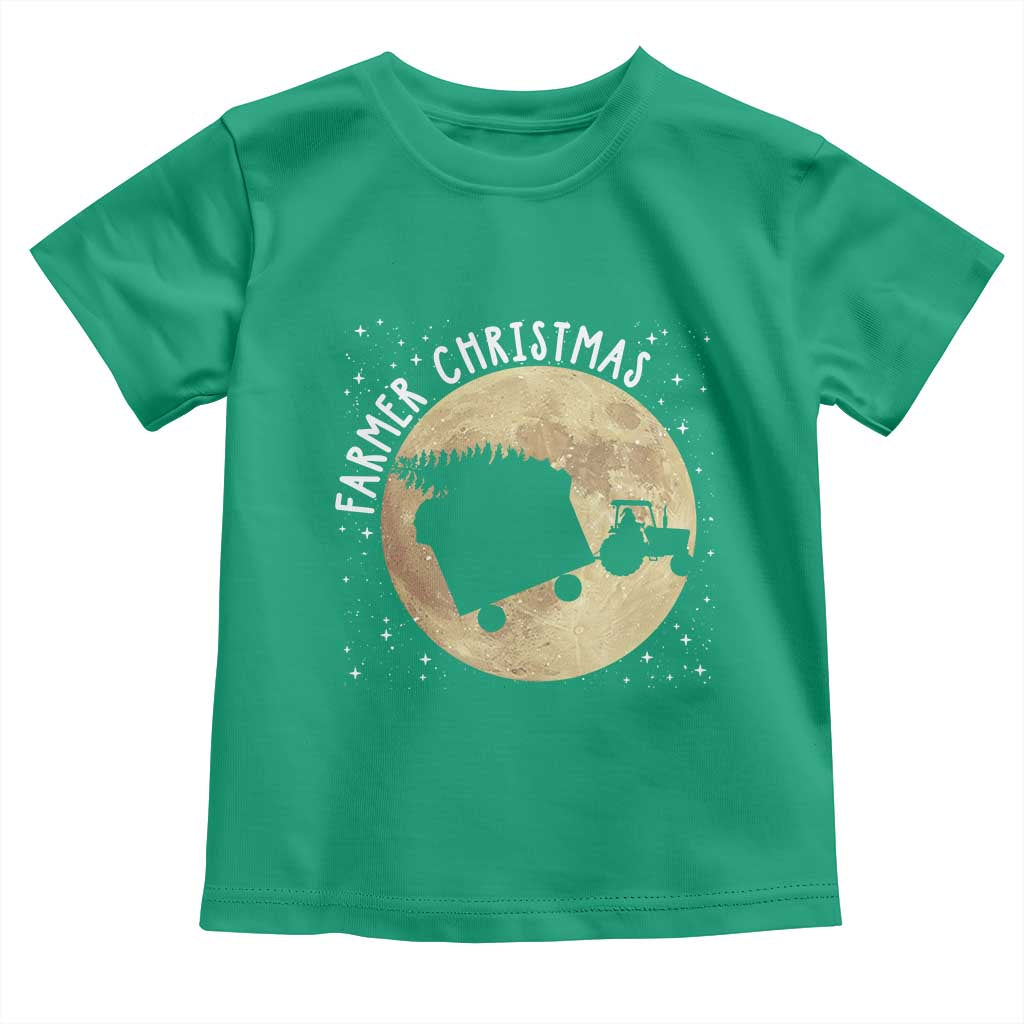 Funny Farmer Christmas Toddler T Shirt Xmas Santa Farm Tractor Moon TS11 Irish Green Print Your Wear