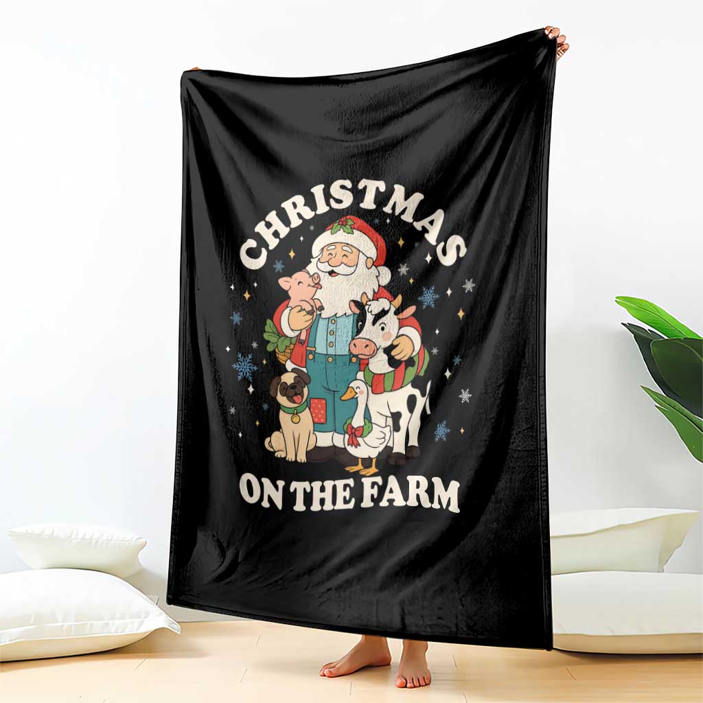 Funny Xmas On The Farm Throw Blanket Christmas Farmer Santa Claus Livestock TS11 Print Your Wear