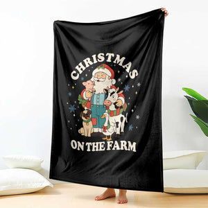 Funny Xmas On The Farm Throw Blanket Christmas Farmer Santa Claus Livestock TS11 Print Your Wear