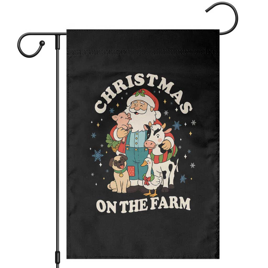 Funny Xmas On The Farm Garden Flag Christmas Farmer Santa Claus Livestock TS11 Black Print Your Wear