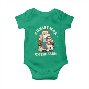 Funny Xmas On The Farm Baby Onesie Christmas Farmer Santa Claus Livestock TS11 Irish Green Print Your Wear