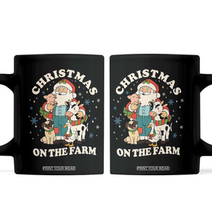 Funny Xmas On The Farm Coffee Mug Christmas Farmer Santa Claus Livestock TS11 Black Print Your Wear