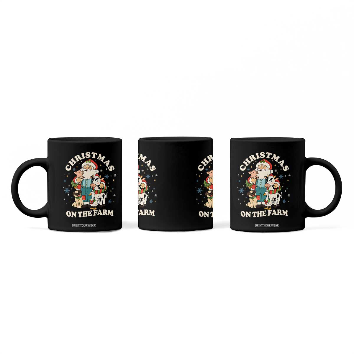 Funny Xmas On The Farm Coffee Mug Christmas Farmer Santa Claus Livestock TS11 Print Your Wear