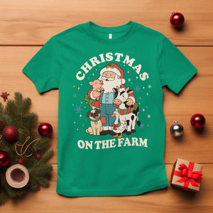 Funny Xmas On The Farm T Shirt Christmas Farmer Santa Claus Livestock TS11 Irish Green Print Your Wear