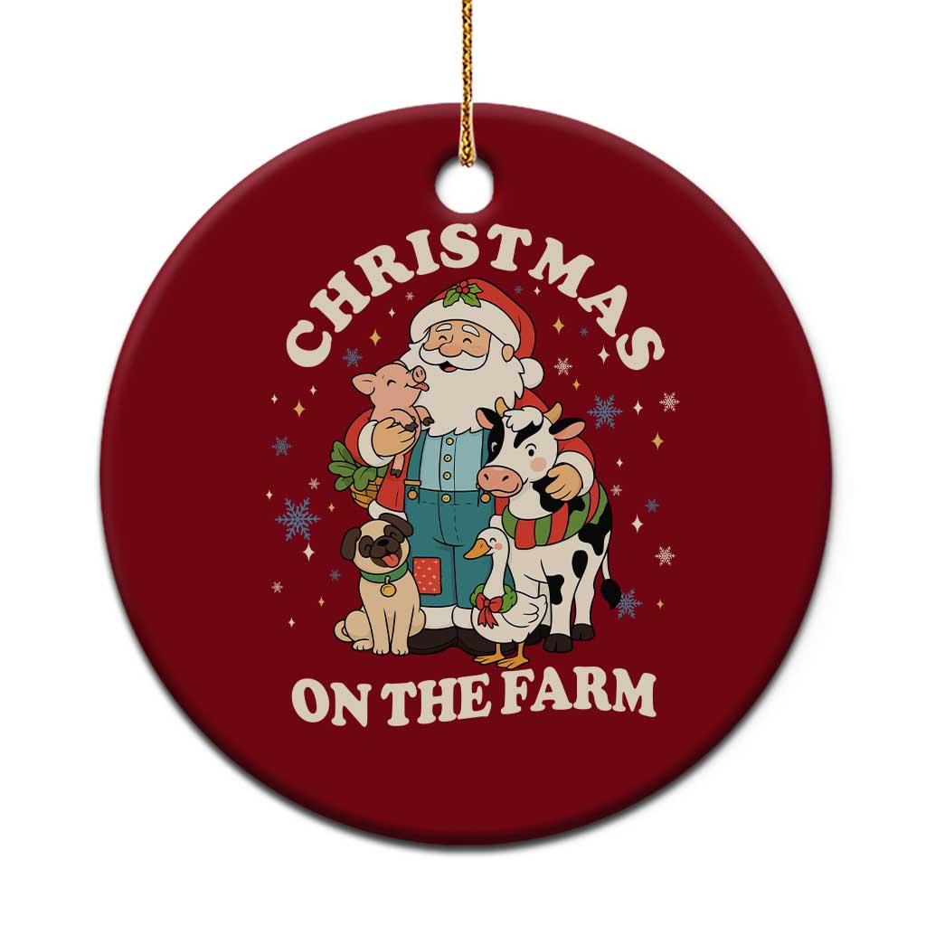 Funny Xmas On The Farm Ceramic Ornament Christmas Farmer Santa Claus Livestock TS11 1pc Red Print Your Wear