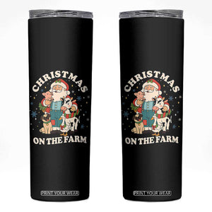 Funny Xmas On The Farm Skinny Tumbler Christmas Farmer Santa Claus Livestock TS11 Black Print Your Wear