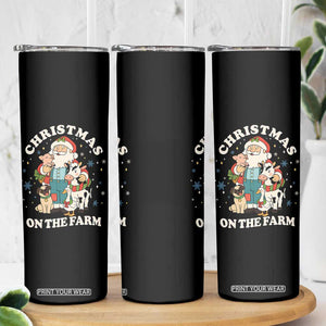 Funny Xmas On The Farm Skinny Tumbler Christmas Farmer Santa Claus Livestock TS11 Print Your Wear