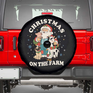 Funny Xmas On The Farm Spare Tire Cover Christmas Farmer Santa Claus Livestock TS11 Black Print Your Wear
