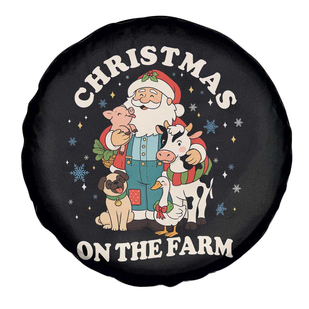 Funny Xmas On The Farm Spare Tire Cover Christmas Farmer Santa Claus Livestock TS11 Print Your Wear