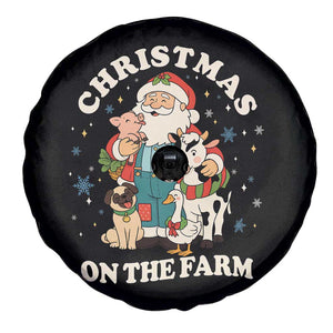 Funny Xmas On The Farm Spare Tire Cover Christmas Farmer Santa Claus Livestock TS11 Print Your Wear