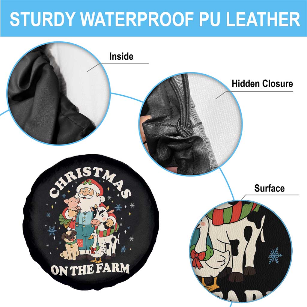 Funny Xmas On The Farm Spare Tire Cover Christmas Farmer Santa Claus Livestock TS11 Print Your Wear