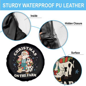 Funny Xmas On The Farm Spare Tire Cover Christmas Farmer Santa Claus Livestock TS11 Print Your Wear