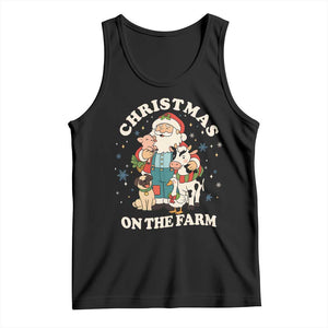 Funny Xmas On The Farm Tank Top Christmas Farmer Santa Claus Livestock TS11 Black Print Your Wear