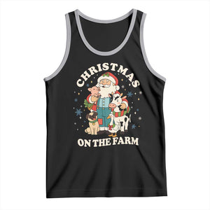 Funny Xmas On The Farm Tank Top Christmas Farmer Santa Claus Livestock TS11 Black Athletic Heather Print Your Wear
