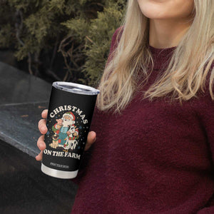 Funny Xmas On The Farm Tumbler Cup Christmas Farmer Santa Claus Livestock TS11 Print Your Wear