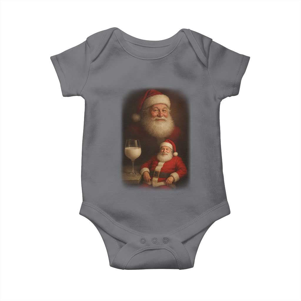 Funny Christmas Santa Drinking Milk Dank Meme Baby Onesie TS11 Charcoal Print Your Wear