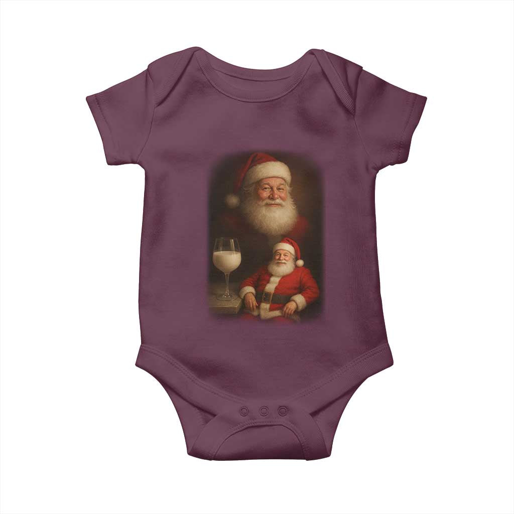 Funny Christmas Santa Drinking Milk Dank Meme Baby Onesie TS11 Maroon Print Your Wear