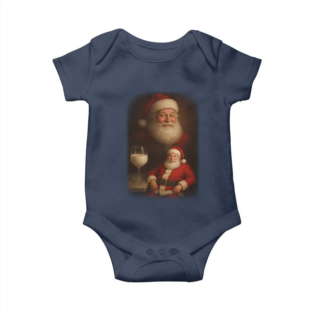 Funny Christmas Santa Drinking Milk Dank Meme Baby Onesie TS11 Navy Print Your Wear