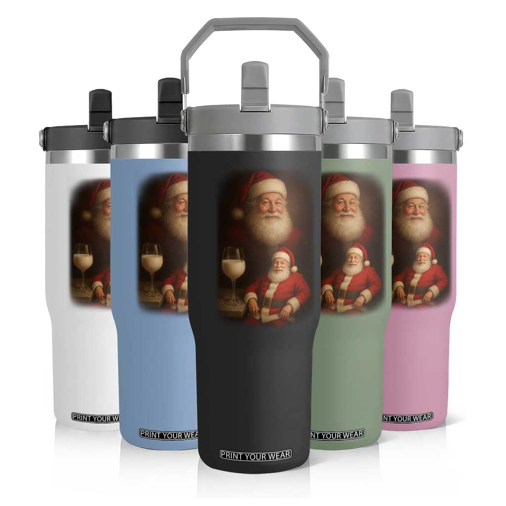 Funny Christmas Santa Drinking Milk Dank Meme Flip Straw Tumbler TS11 Print Your Wear