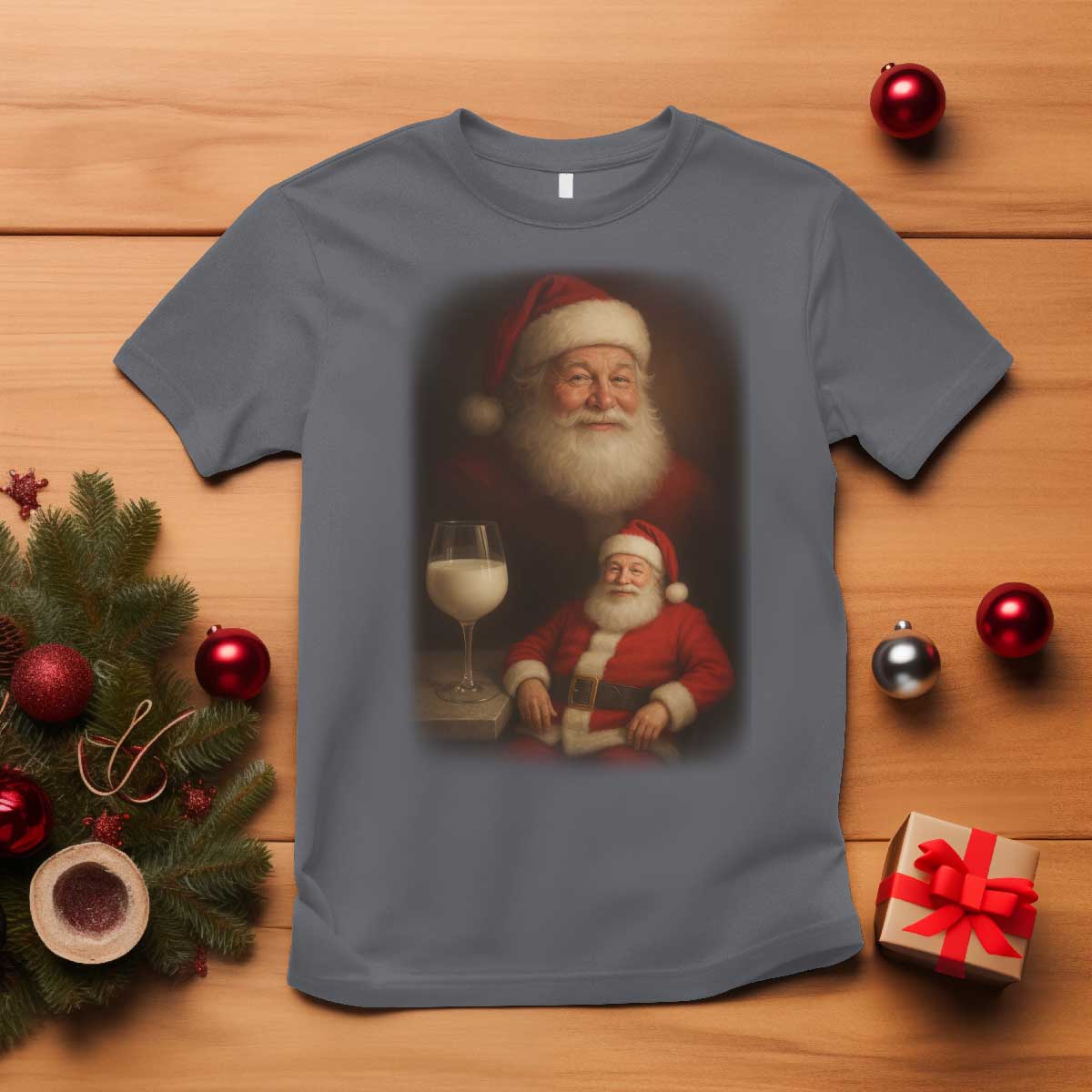Funny Christmas Santa Drinking Milk Dank Meme T Shirt TS11 Charcoal Print Your Wear