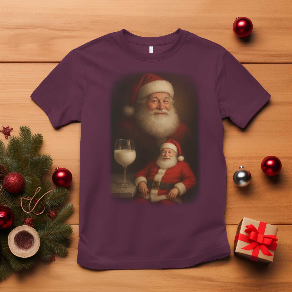 Funny Christmas Santa Drinking Milk Dank Meme T Shirt TS11 Maroon Print Your Wear