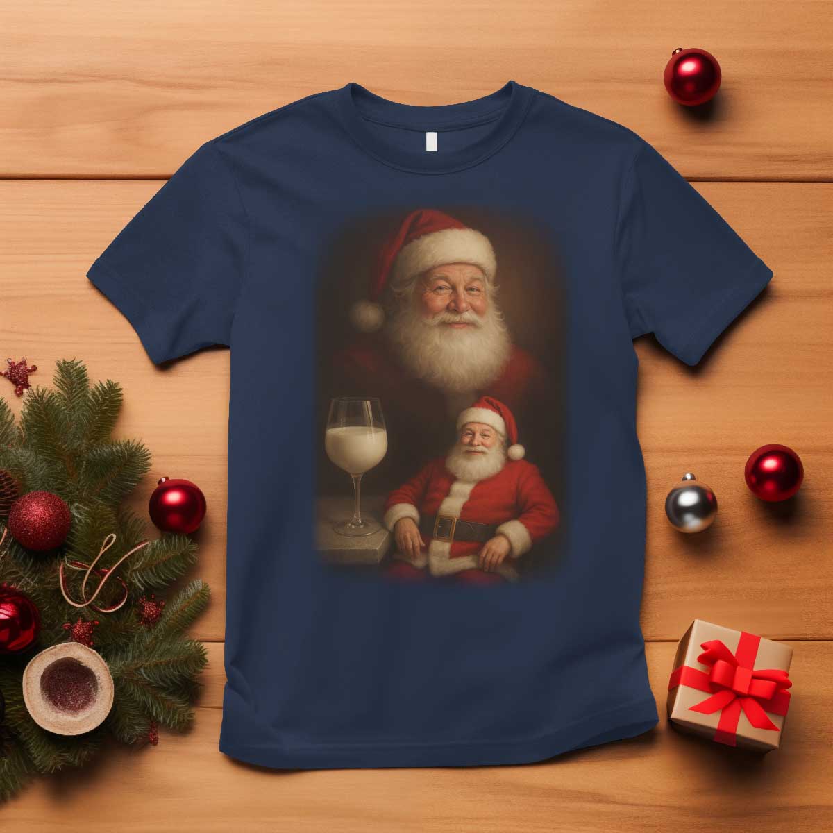 Funny Christmas Santa Drinking Milk Dank Meme T Shirt TS11 Navy Print Your Wear