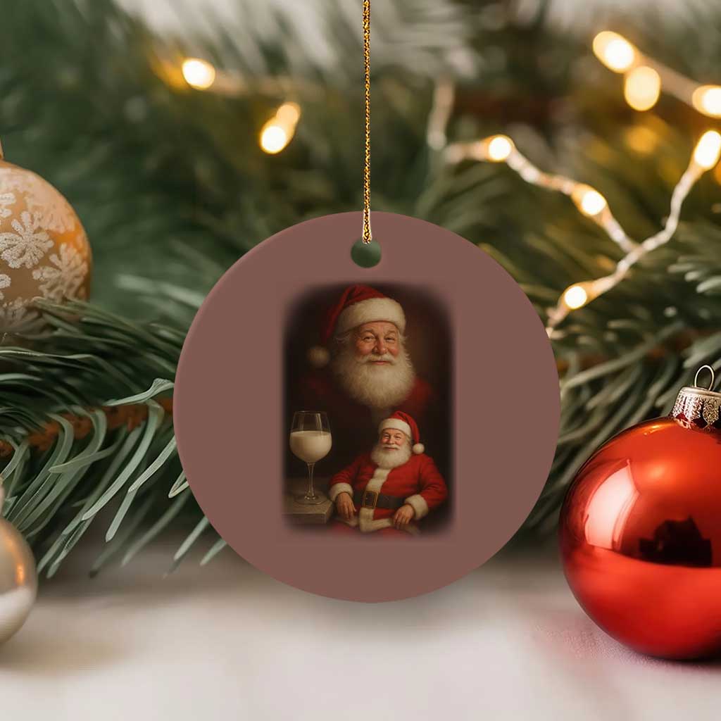 Funny Christmas Santa Drinking Milk Dank Meme Ceramic Ornament TS11 1pc Mocha Print Your Wear