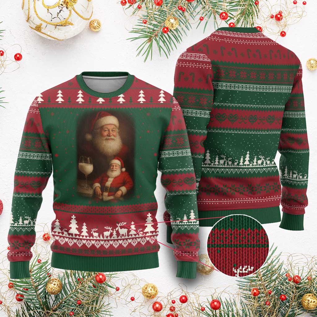 Funny Xmas Santa Drinking Milk Dank Meme Ugly Christmas Sweater TS11 Red Green Print Your Wear