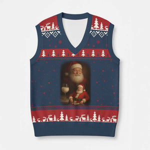 Funny Xmas Santa Drinking Milk Dank Meme V-Neck Knit Sweater Vest TS11 Navy Red Print Your Wear