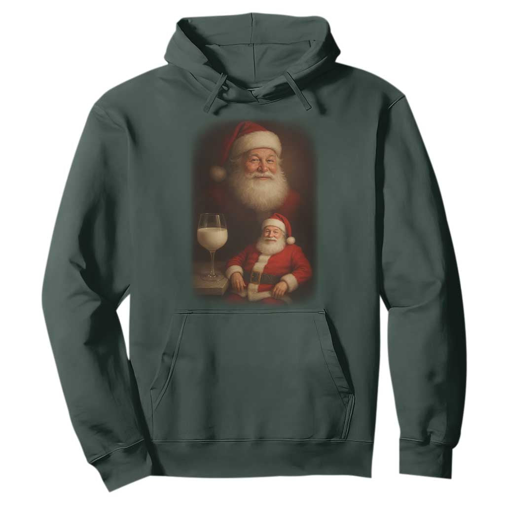 Funny Christmas Santa Drinking Milk Dank Meme Hoodie TS11 Dark Forest Green Print Your Wear