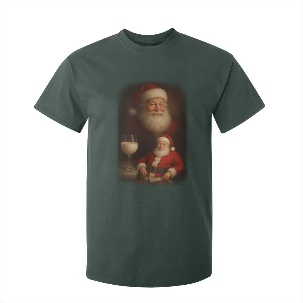 Funny Christmas Santa Drinking Milk Dank Meme T Shirt For Kid TS11 Dark Forest Green Print Your Wear
