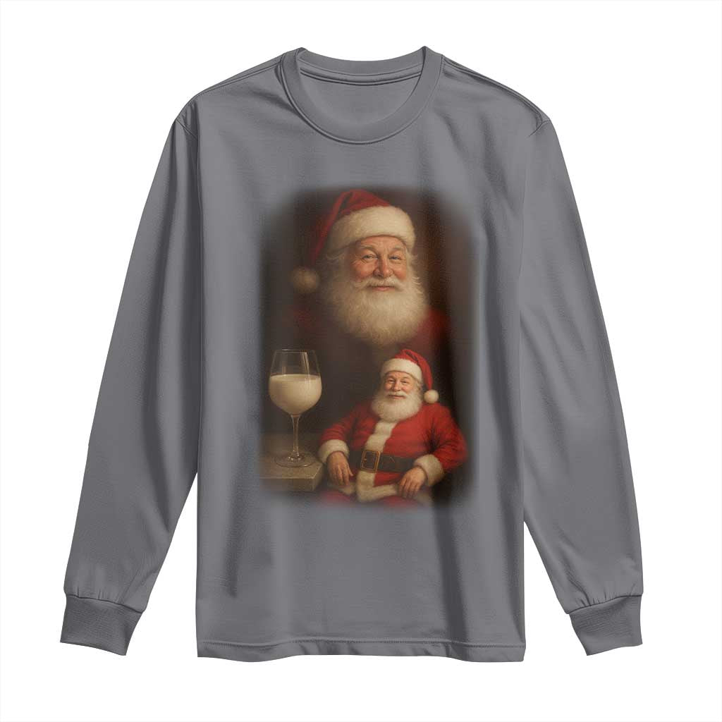 Funny Christmas Santa Drinking Milk Dank Meme Long Sleeve Shirt TS11 Charcoal Print Your Wear