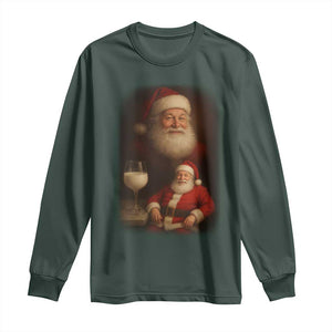 Funny Christmas Santa Drinking Milk Dank Meme Long Sleeve Shirt TS11 Dark Forest Green Print Your Wear