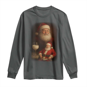 Funny Christmas Santa Drinking Milk Dank Meme Long Sleeve Shirt TS11 Dark Heather Print Your Wear