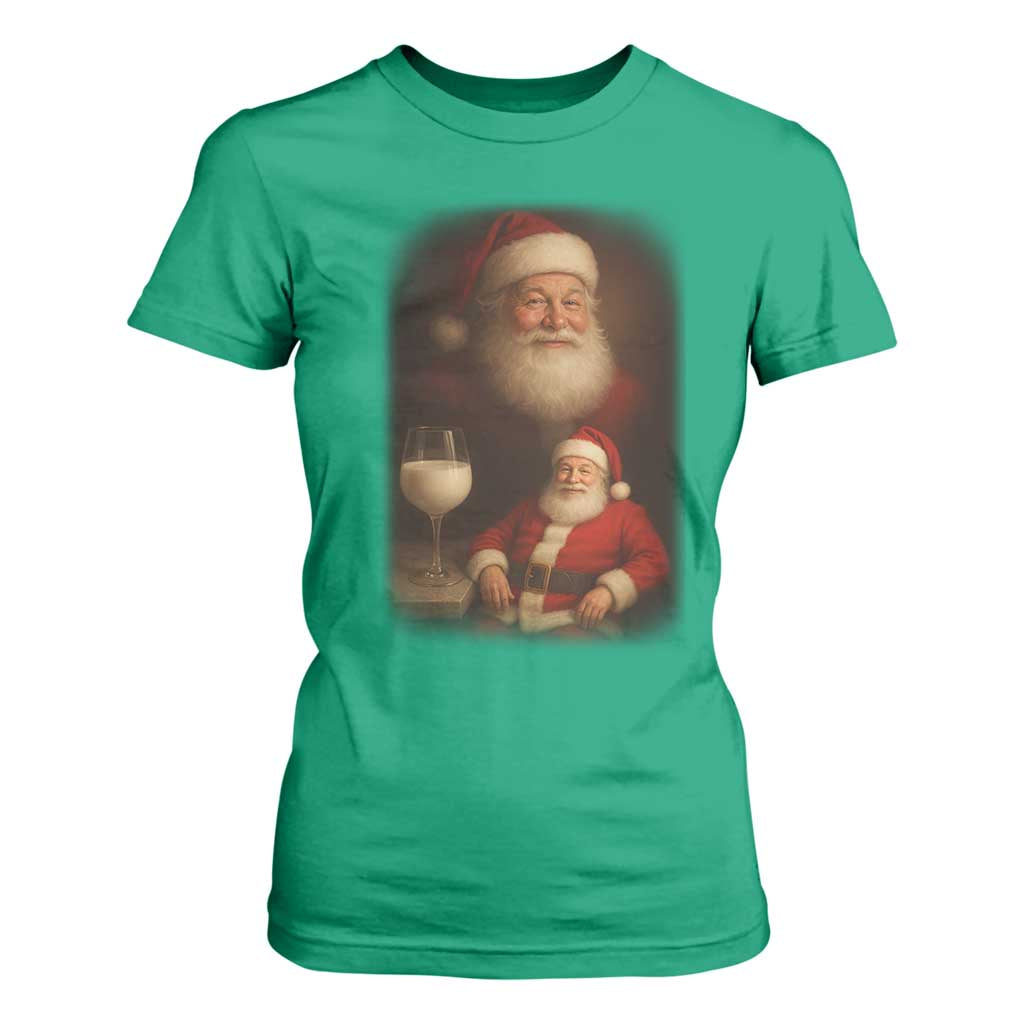 Funny Christmas Santa Drinking Milk Dank Meme T Shirt For Women TS11 Irish Green Print Your Wear