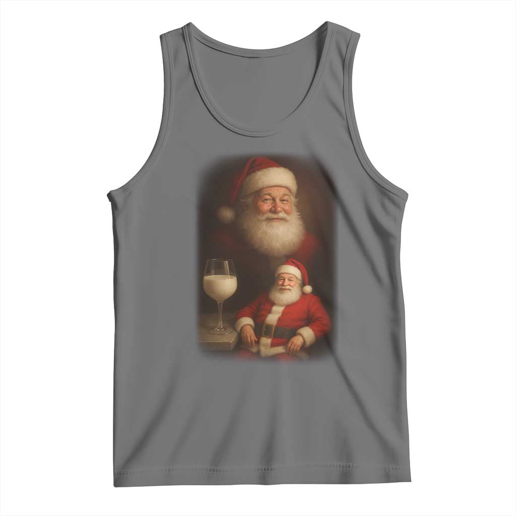 Funny Christmas Santa Drinking Milk Dank Meme Tank Top TS11 Black Heather Print Your Wear