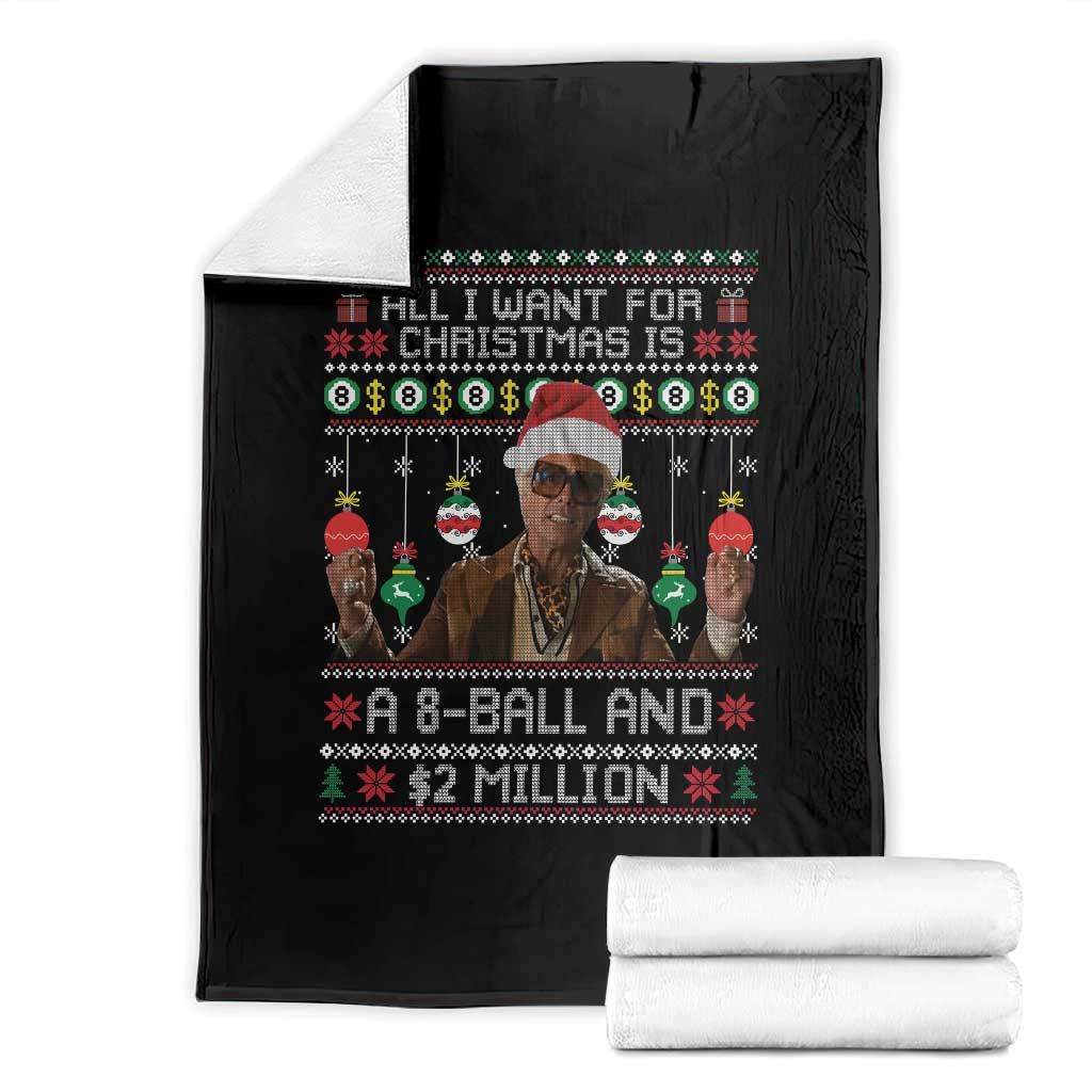 Funny Christmas Billy Meme Throw Blanket All I Want For Christmas Is A 8 Ball And 2 Million Dollars TS11 Black Print Your Wear