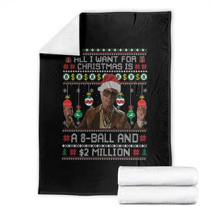 Funny Christmas Billy Meme Throw Blanket All I Want For Christmas Is A 8 Ball And 2 Million Dollars TS11 Black Print Your Wear