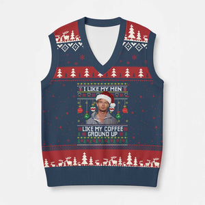 Funny Xmas Jeffrey Dahmer V-Neck Knit Sweater Vest I Like My Men Like My Coffee Ground Up Serial Killer TS11 Navy Red Print Your Wear
