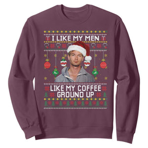 Funny Christmas Jeffrey Dahmer Sweatshirt I Like My Men Like My Coffee Ground Up Serial Killer TS11 Maroon Print Your Wear