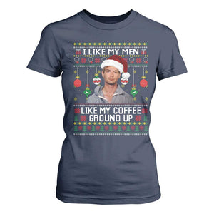 Funny Christmas Jeffrey Dahmer T Shirt For Women I Like My Men Like My Coffee Ground Up Serial Killer TS11 Navy Print Your Wear